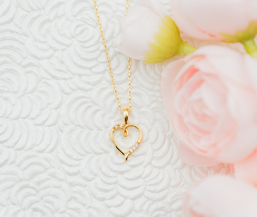 14K Gold Plated Children's Open Heart Necklace for Communion