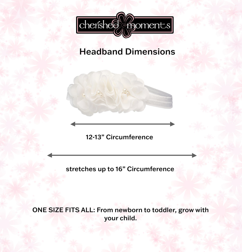 Baptism Headband with Floral Embellishment-Ivory (KSG-082-HB-Ivory)