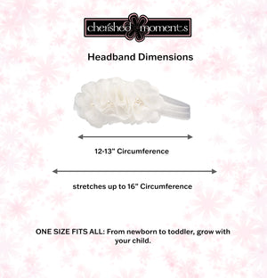 Baptism Headband with Floral Embellishment-Ivory (KSG-082-HB-Ivory)