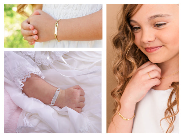 14K Gold-Plated or Sterling Silver I.D. Bracelet for Kids with FREE Engraving-Classic