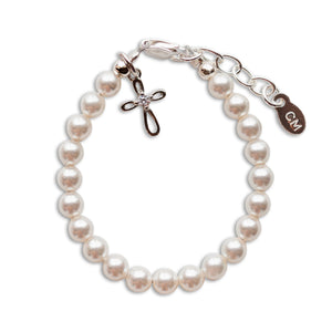 
                
                    Load image into Gallery viewer, Lacey - Sterling Silver Pearl Cross Bracelet for Baby Baptism or 1st Communion
                
            