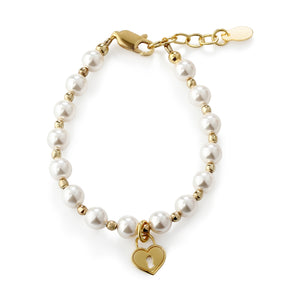 14K Gold Plated Pearl Baby Bracelet with Locket for Kids