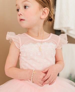 14K Gold Plated Pearl Baby Bracelet with Locket for Kids