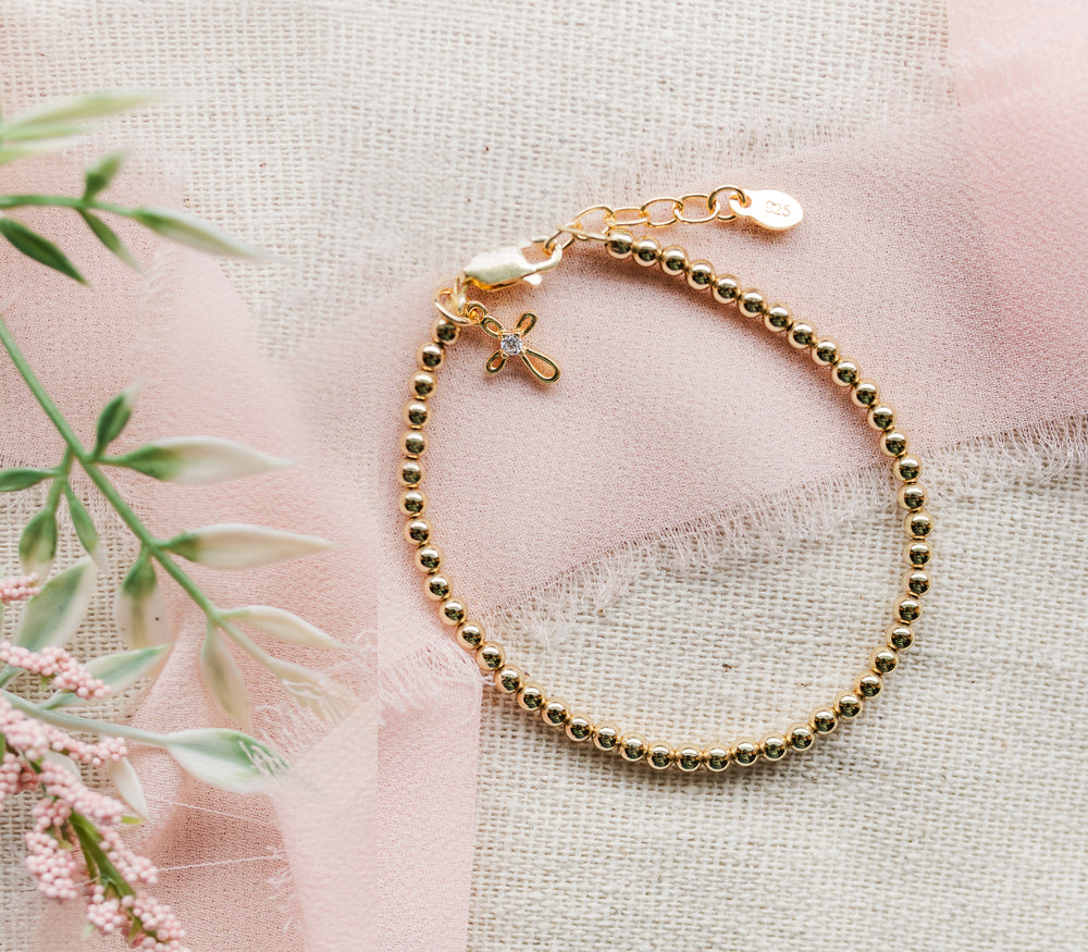 Lenox - 14K Gold Plated Cross Bracelet for Baby Baptism and First Communion Gifts