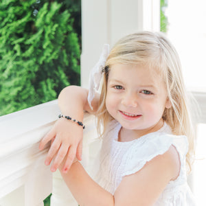 Kids Sterling Silver Black Onyx Baby Bracelet for Infant, Toddler and Little Girls