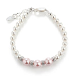 Sterling Silver Bracelet with White and Pink Simulated Pearls - Cherished Moments Jewelry