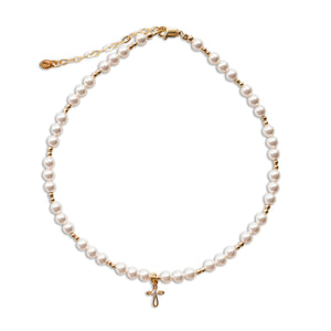 Pearl Cross Necklace for Children