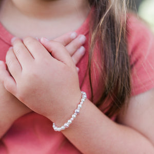 
                
                    Load image into Gallery viewer, Remi - Children&amp;#39;s Sterling Silver Pink &amp;amp; White Simulated Pearl Bracelet for Kids
                
            