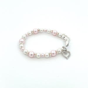 
                
                    Load image into Gallery viewer, Children&amp;#39;s Sterling Silver Pink &amp;amp; White Simulated Pearl Bracelet for Kids
                
            