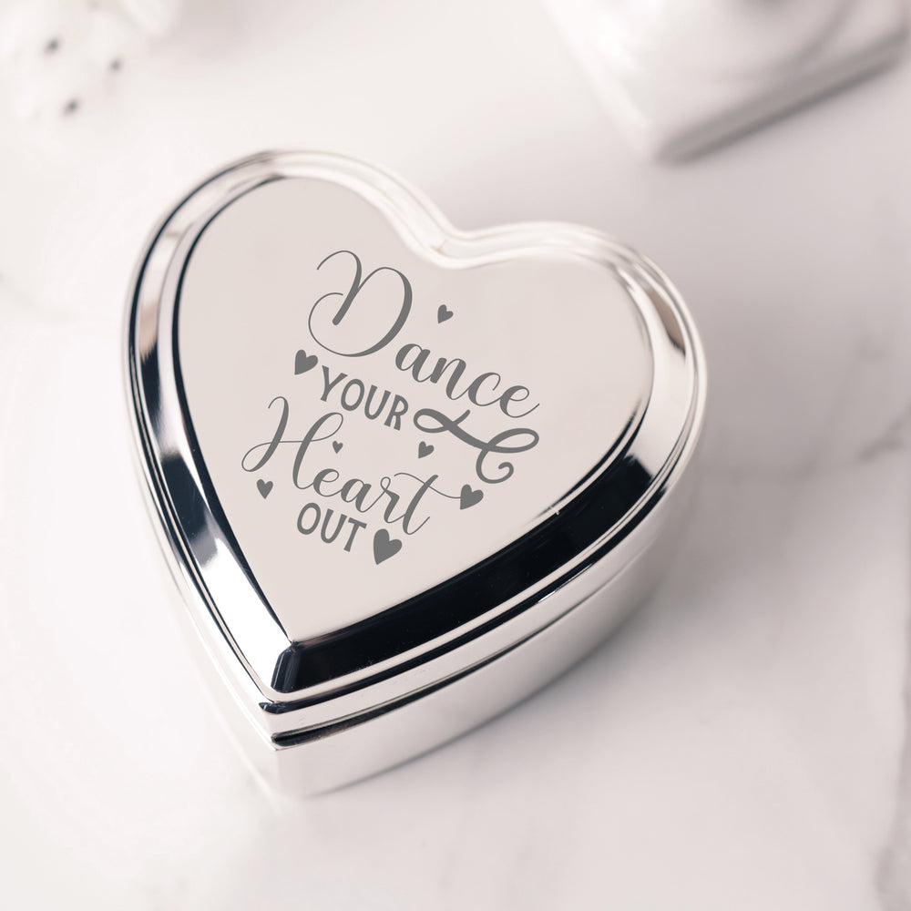 
                
                    Load image into Gallery viewer, Custom Silver Heart Dance Jewelry Box with Engraving for Girls
                
            