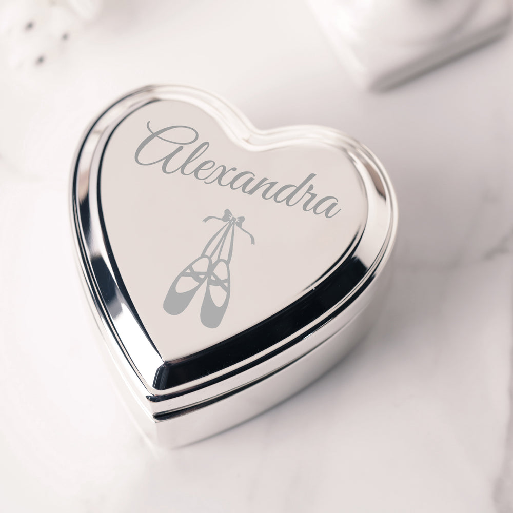 
                
                    Load image into Gallery viewer, Custom Silver Heart Dance Jewelry Box with Engraving for Girls
                
            