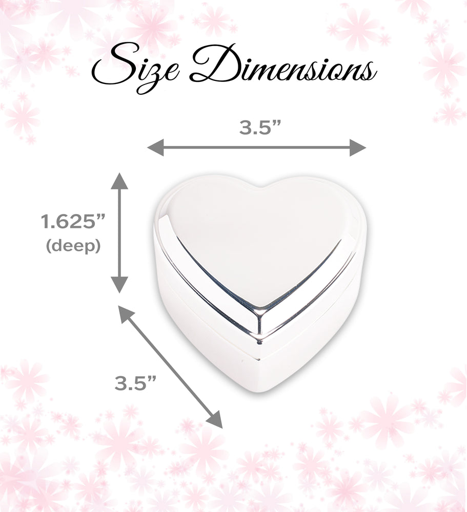 Custom Silver Heart Dance Jewelry Box with Engraving for Girls