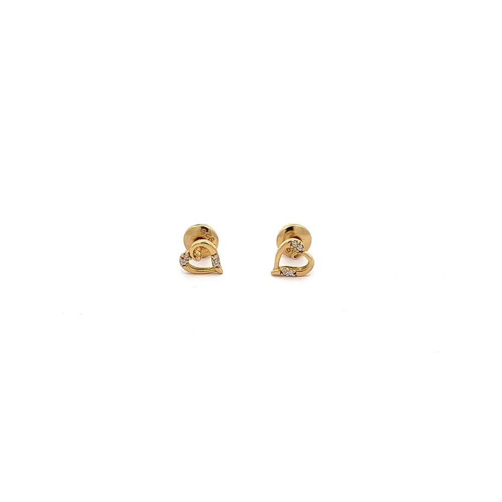 14K Gold-Plated Heart (Open) Earrings for Babies and Kids