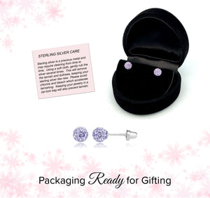 
                
                    Load image into Gallery viewer, Sterling Silver Clear Stardust Ball Screw Back Earrings
                
            