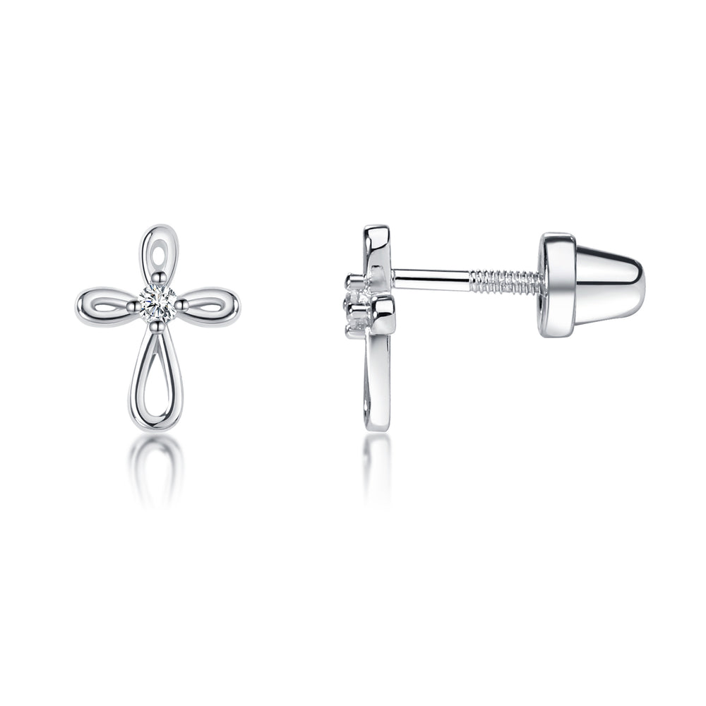 Sterling Silver Baptism Cross Earrings