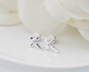 Sterling Silver Cross Earrings for Baptism or Communion Gift