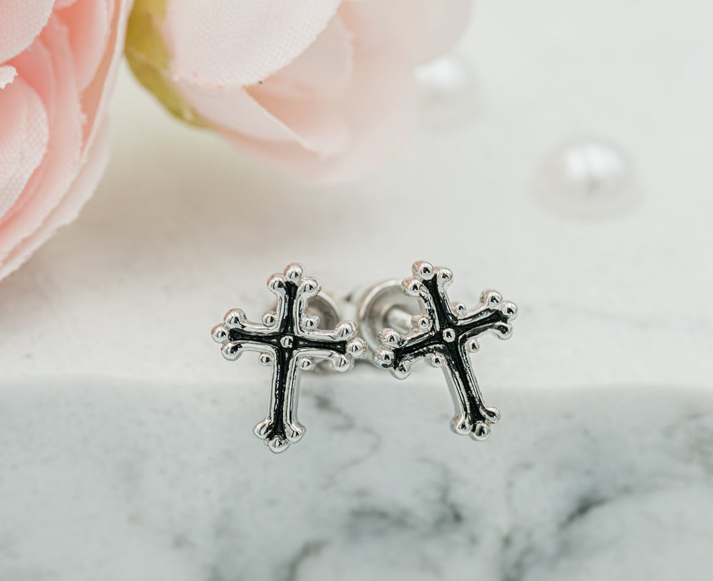 Sterling Silver Cross Earrings for Baptism or Communion