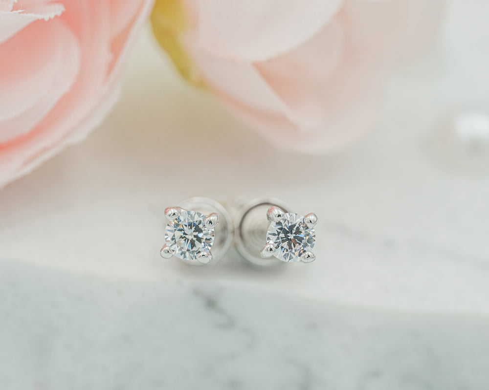 Sterling Silver Kid's Clear CZ Stud Earrings