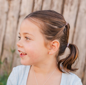 Sterling Silver Children's Hollow Heart Earrings