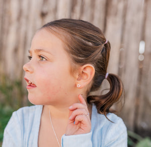 Sterling Silver Children's Hollow Heart Earrings