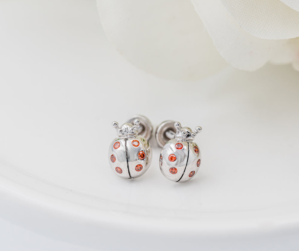 Sterling Silver Kid's Ladybug Earrings