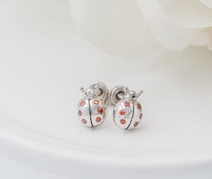 Sterling Silver Kid's Ladybug Earrings