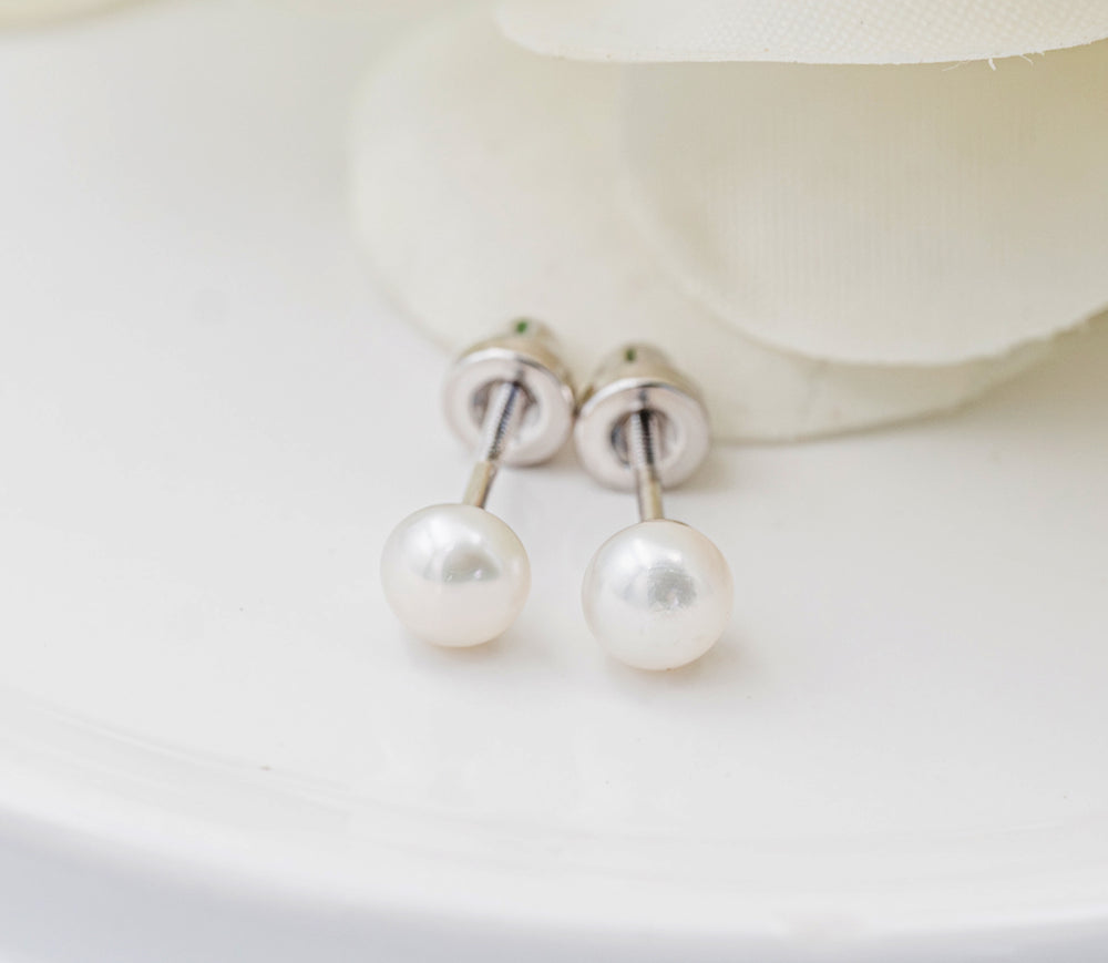 Sterling Silver Baptism Pearl Earrings