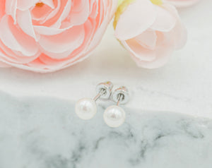 Sterling Silver Child's White Freshwater Pearl Earrings