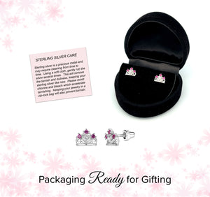 
                
                    Load image into Gallery viewer, Sterling Silver Princess Tiara Earrings with Screw Backs
                
            