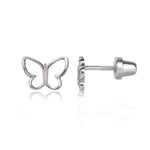 Kids Sterling Silver Pink Butterfly Earrings