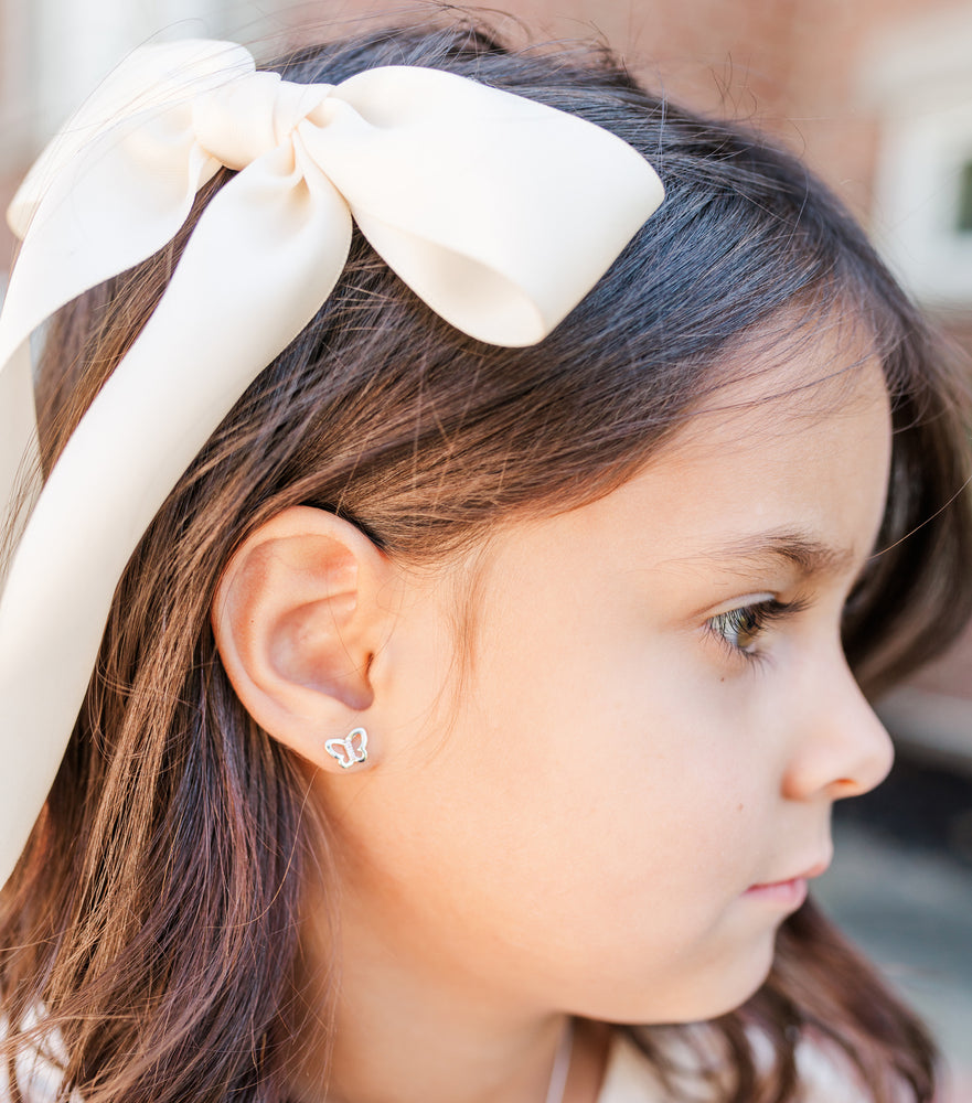 Kids Sterling Silver Pink Butterfly Earrings