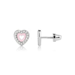 Sterling Silver Children's Pink Heart Earrings for Little Girls