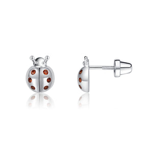 Sterling Silver Kid's Ladybug Earrings - Cherished Moments Jewelry