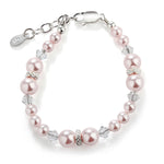 Sterling Silver Pink Simulated Pearl Bracelet for Babies, Toddlers, and Girls - Cherished Moments Jewelry