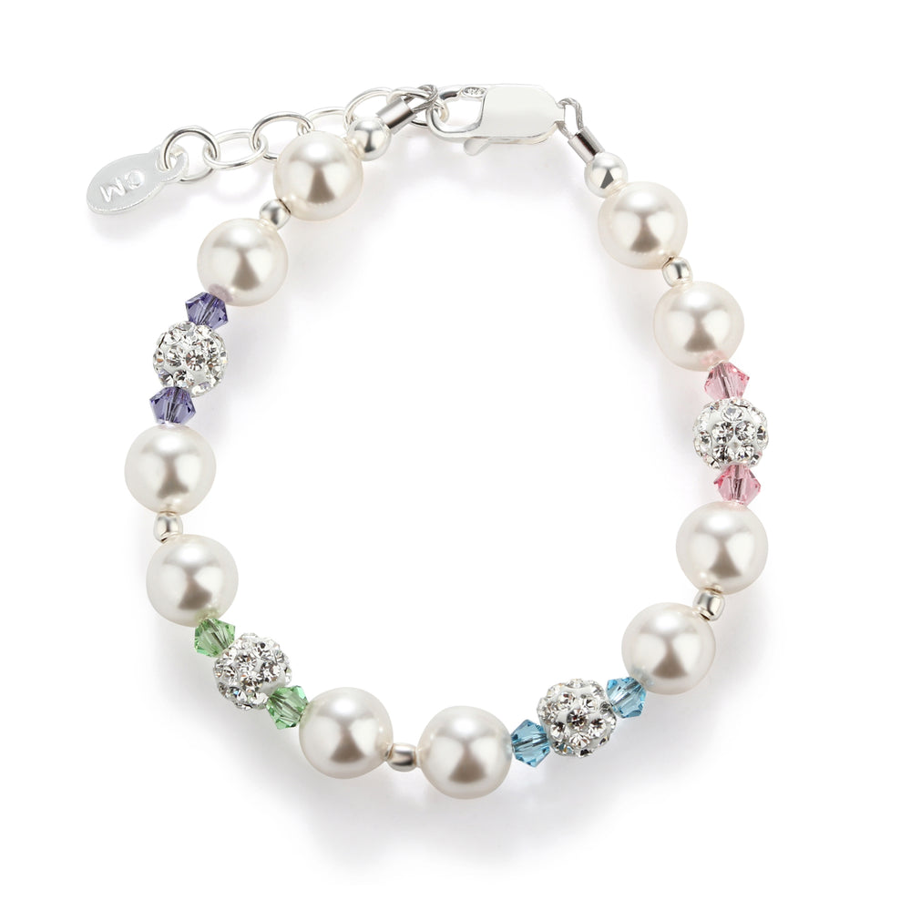
                
                    Load image into Gallery viewer, Sage - Sterling Silver Pearl and Multi-Color Stardust Bracelet for Kids and Little Girls
                
            