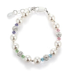 Sage - Sterling Silver Pearl and Multi-Color Stardust Bracelet for Kids and Little Girls