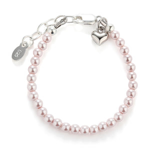 Serenity 2 (Pink) - Sterling Silver Pink Pearl Baby Bracelet Girls Jewelry