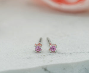 Sterling Silver Pink Sapphire Earrings for Baby and Kids