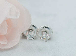 Sterling Silver Genuine White Sapphire Earrings for Baby and Kids