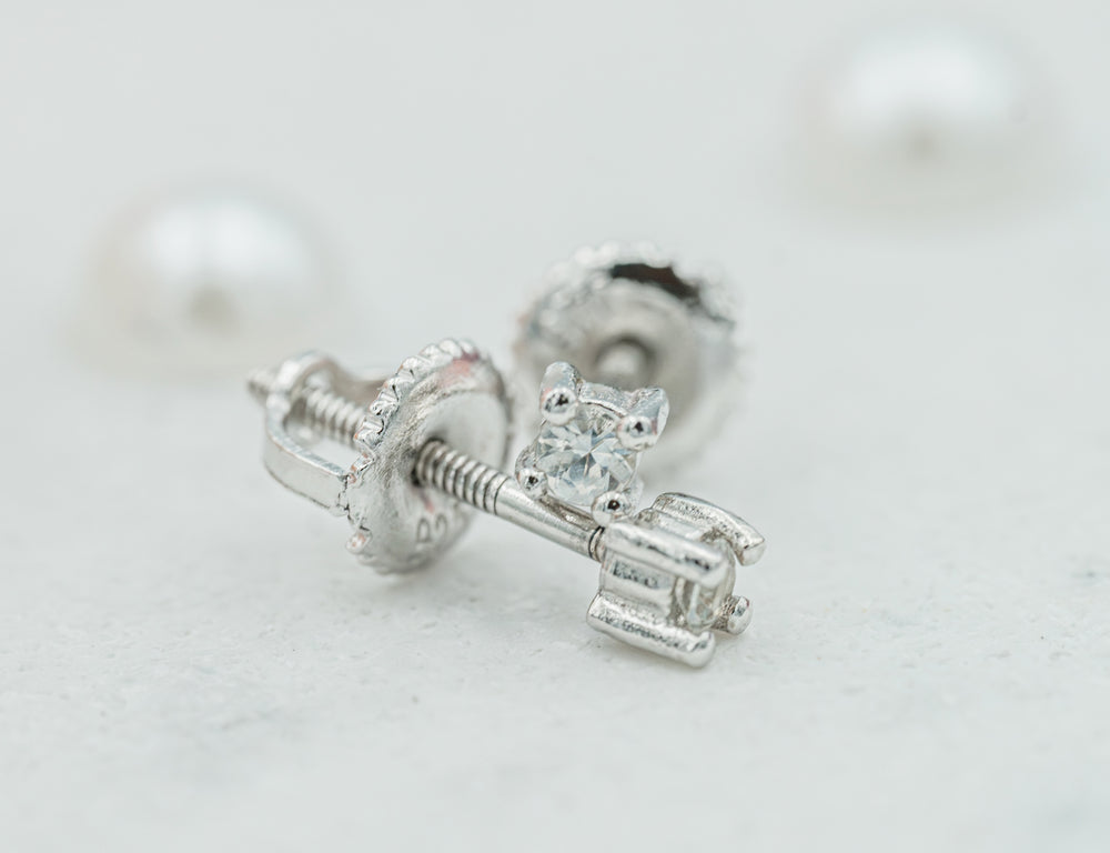 Sterling Silver Genuine White Sapphire Earrings for Baby and Kids