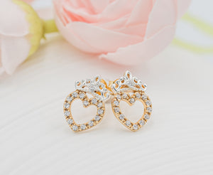 Quinceañera Tiara Heart Earrings