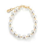 14K Gold Plated Bracelet with Chunky Simulated Pearls for Little Girls