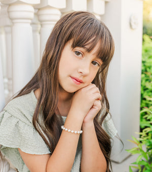 14K Gold Plated Bracelet with Chunky Simulated Pearls for Little Girls