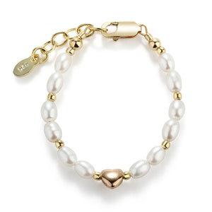 
                
                    Load image into Gallery viewer, Willow - 14K Gold Plated Pearl Heart Bracelet for Babies or Kids
                
            