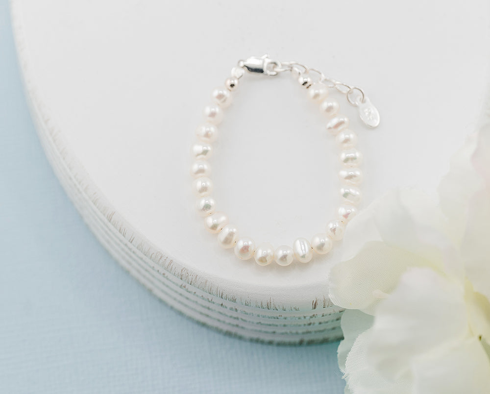 Sterling Silver Freshwater Pearl Baby Bracelet for Kids