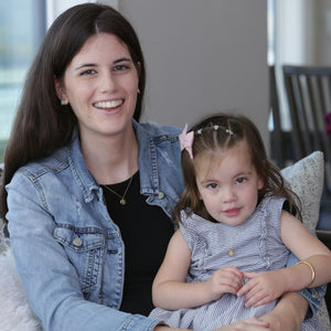 Mom and daughter wearing Personalized Initial Necklace