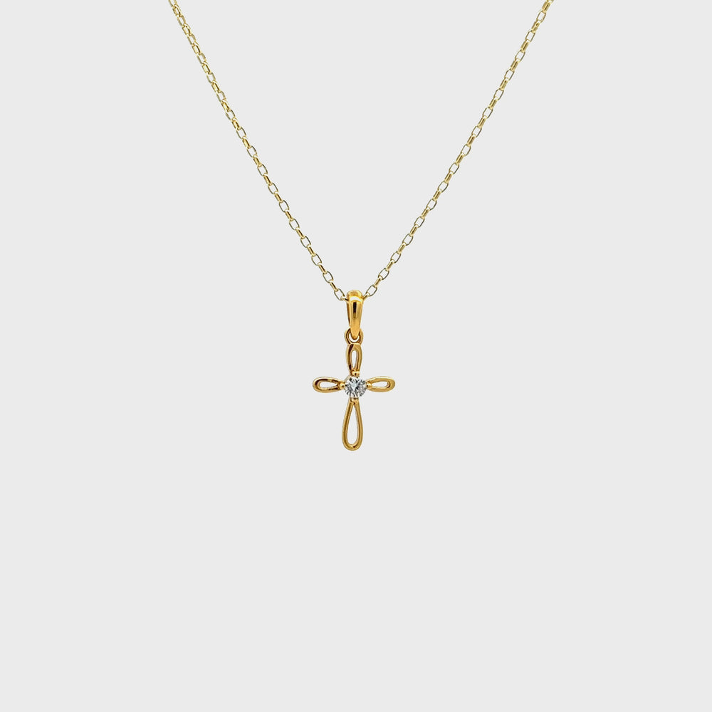 
                
                    Load and play video in Gallery viewer, 14K Gold-Plated Children&amp;#39;s Cross Necklace for Girls
                
            