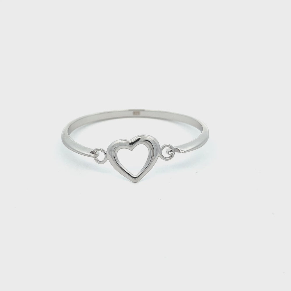 
                
                    Load and play video in Gallery viewer, Bangle (Heart) - Sterling Silver Heart Bracelet for Child
                
            