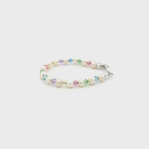 
                
                    Load and play video in Gallery viewer, Sterling Silver Multi-color Pearl Bracelet for Girls and Toddlers
                
            