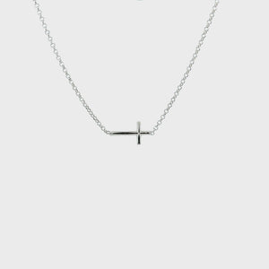 
                
                    Load and play video in Gallery viewer, Sterling Silver Children&amp;#39;s Horizontal Cross Necklace for Girls
                
            